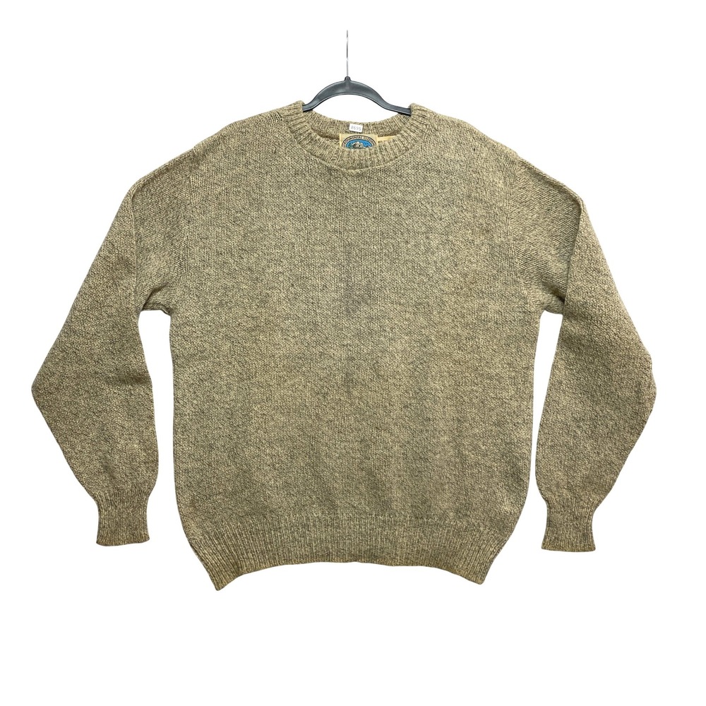 Environmental Clothing Co Sweater Mens L Tan Wool Blend Crewneck Made in USA